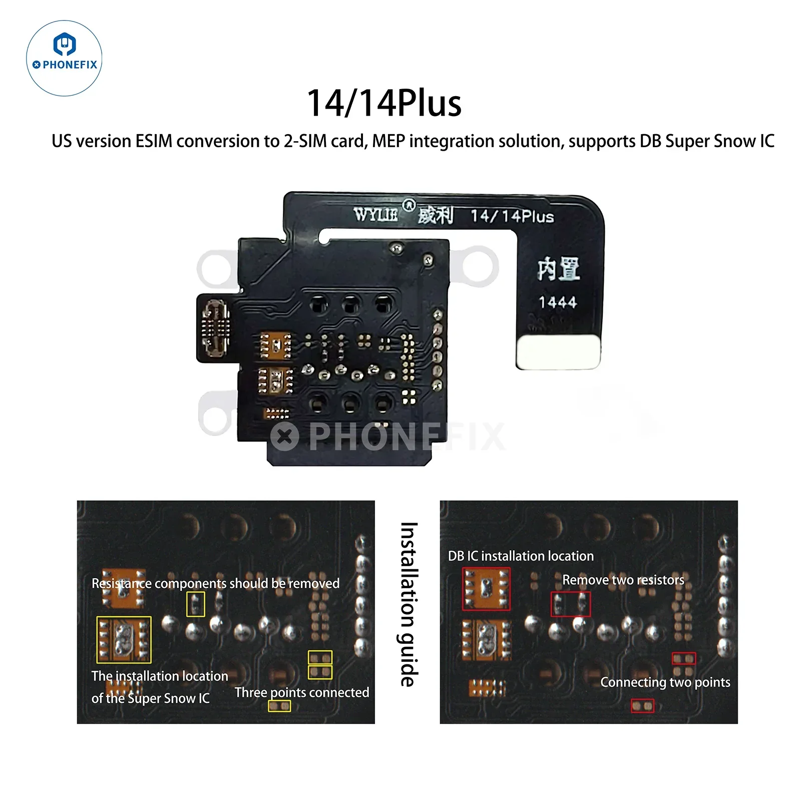 WYLIE iPhone 14-17 eSIM to 2 SIM MEP Kit Supports DB UltraSnow IC - Image 3