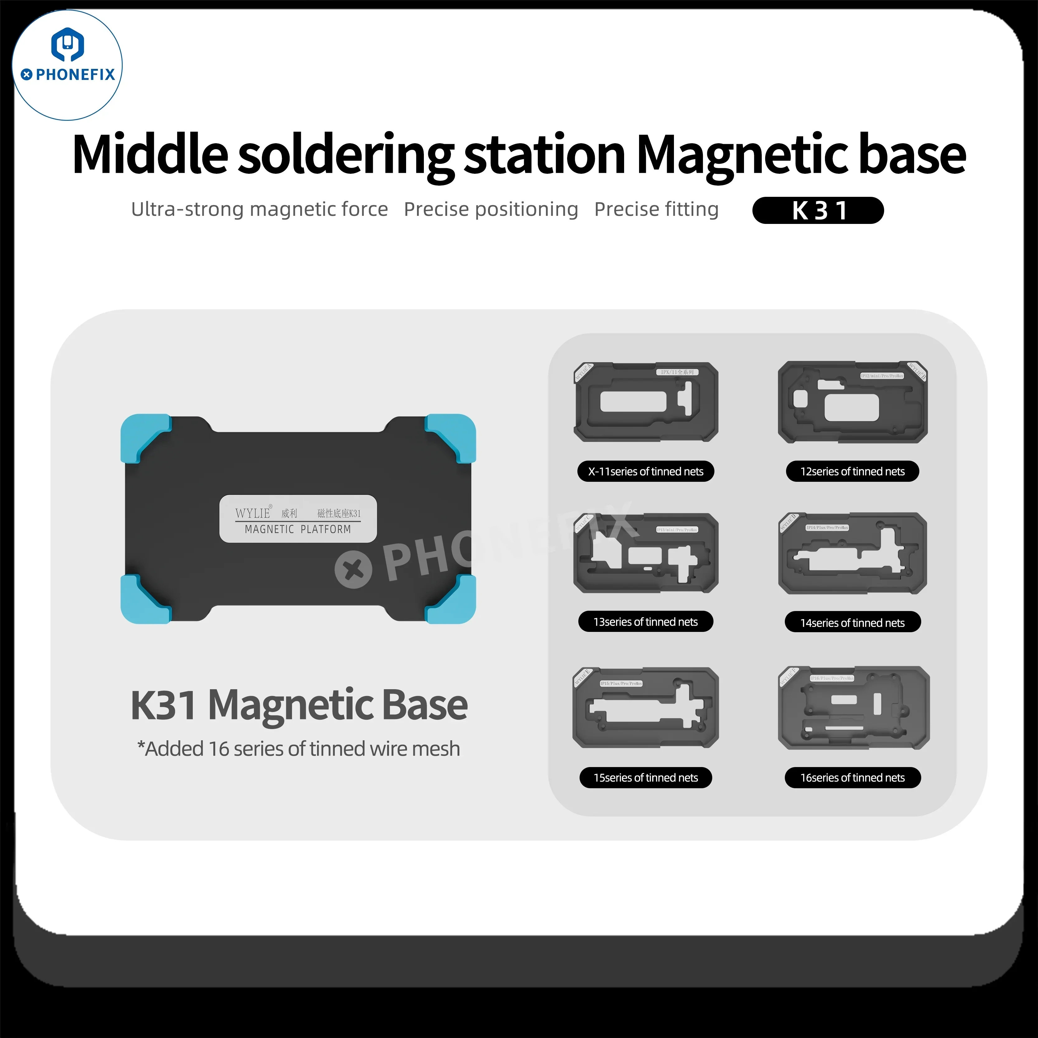 WYLIE K31 iPhone X-16 Pro Max Middle Layer Magnetic Reballing Platform - Image 15