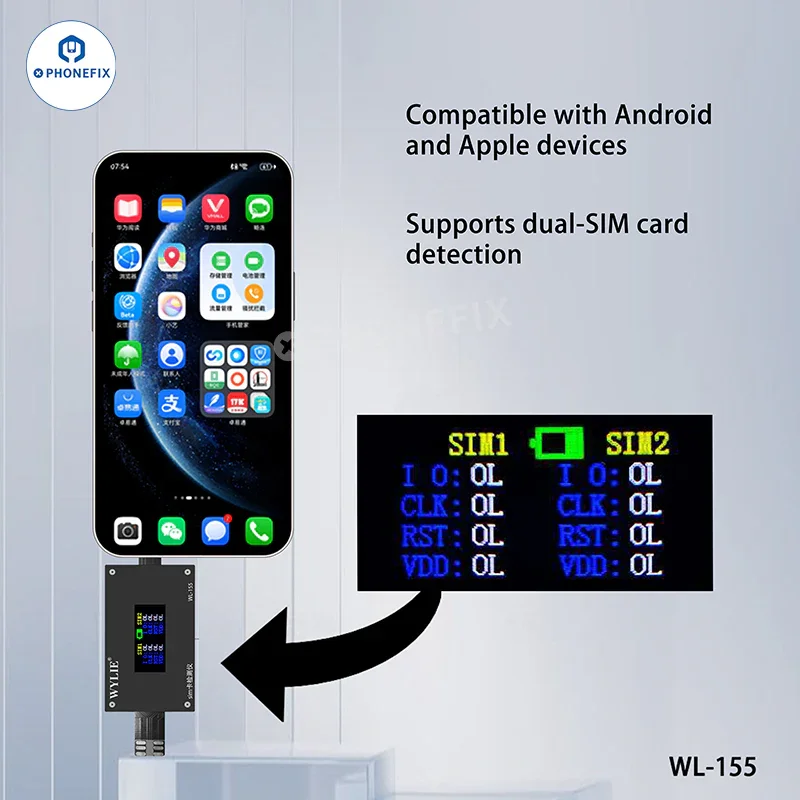 WYLIE WL-155 SIM Card Tester for iPhone 14-17 Pro Max & Android - Image 2