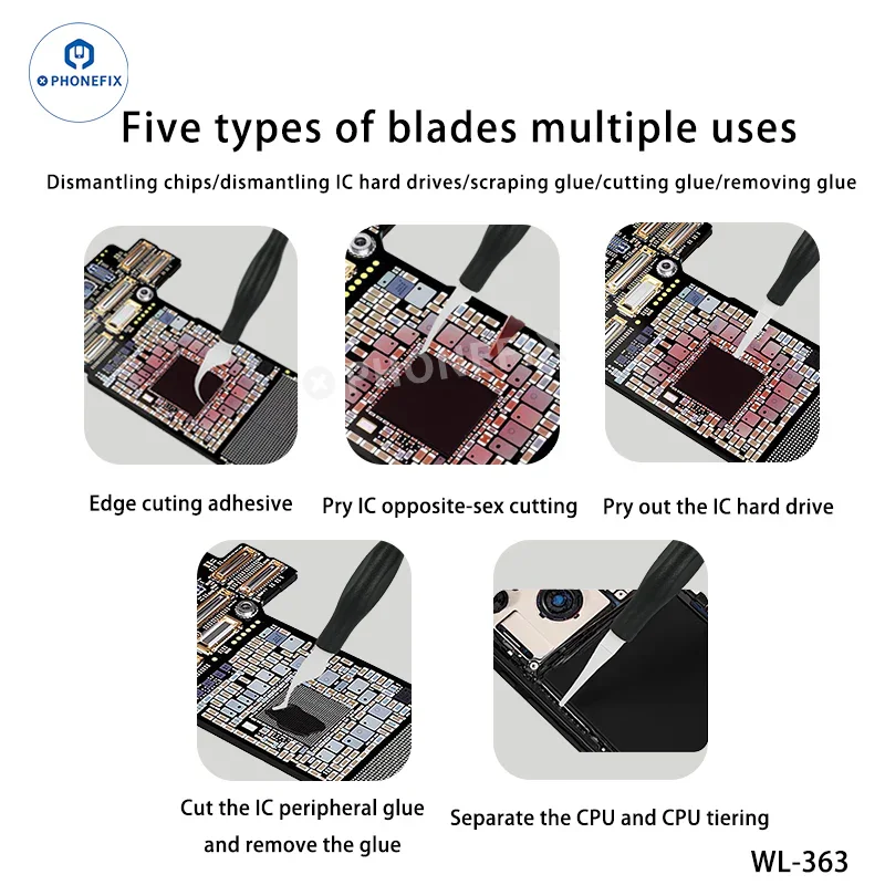 WYLIE WL-363 Integrated Rework Pry Knife 5-in-1 Set for Phone Repair - Image 3