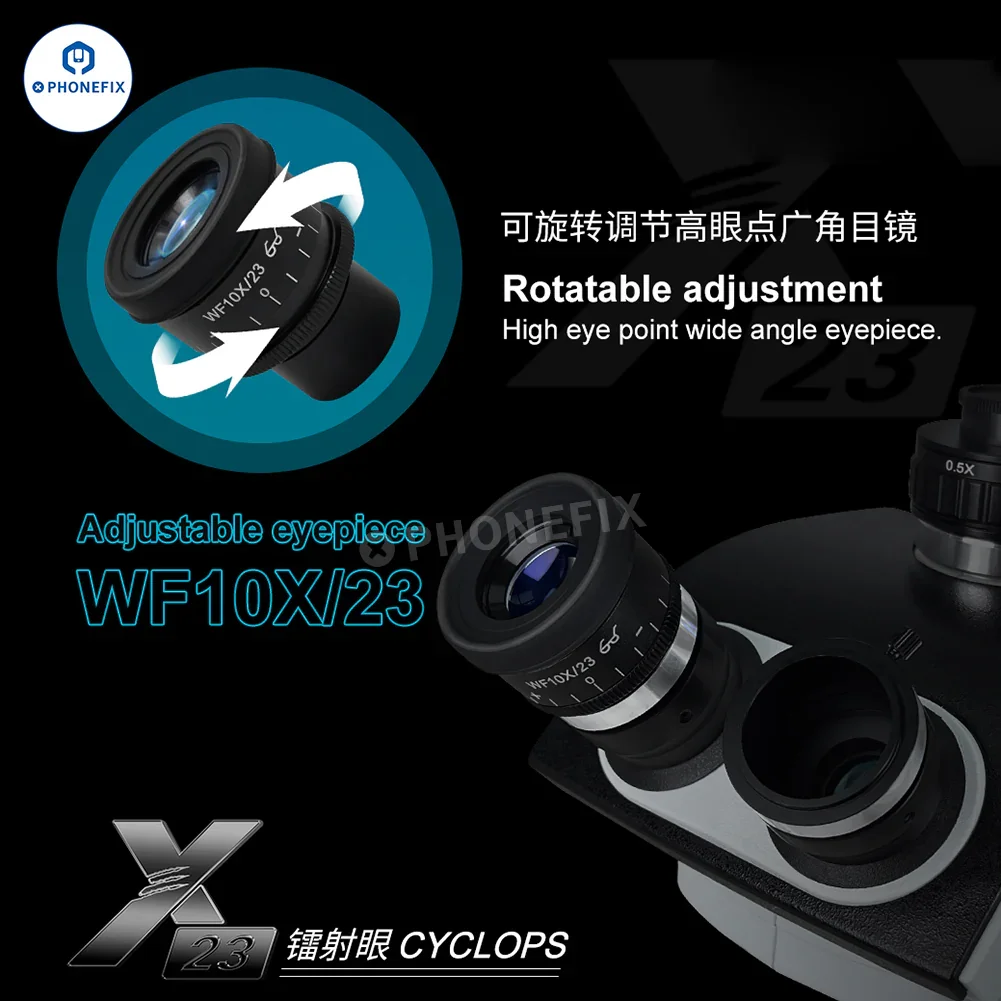 WYLIE X23 7-50X Trinocular Zoom Microscope X40 X80 4K Camera - Image 5