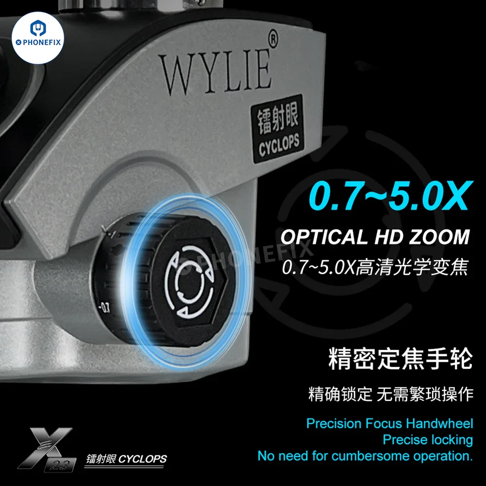 WYLIE X23 7-50X Trinocular Zoom Microscope X40 X80 4K Camera - Image 7