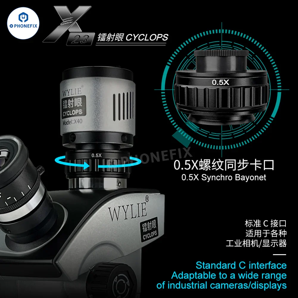 WYLIE X23 7-50X Trinocular Zoom Microscope X40 X80 4K Camera - Image 8