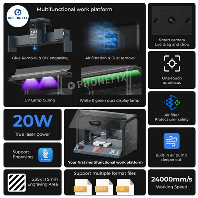 Xwitzeal X1 Laser Engraving Film Cutting UV Curing All-In-One Machine - Image 3