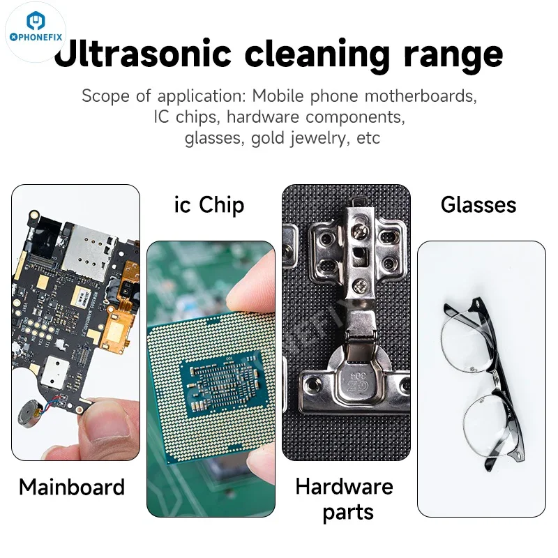 XZZ-08L Ultrasonic Cleaner Deep Cleaning Phone Camera PCB CPU Glasses - Image 2
