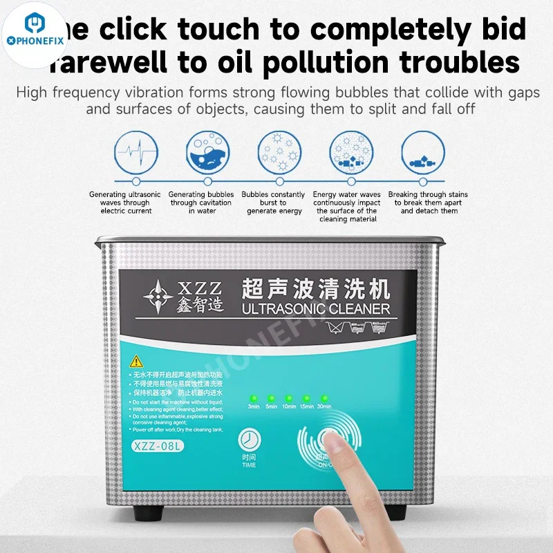 XZZ-08L Ultrasonic Cleaner Deep Cleaning Phone Camera PCB CPU Glasses - Image 3