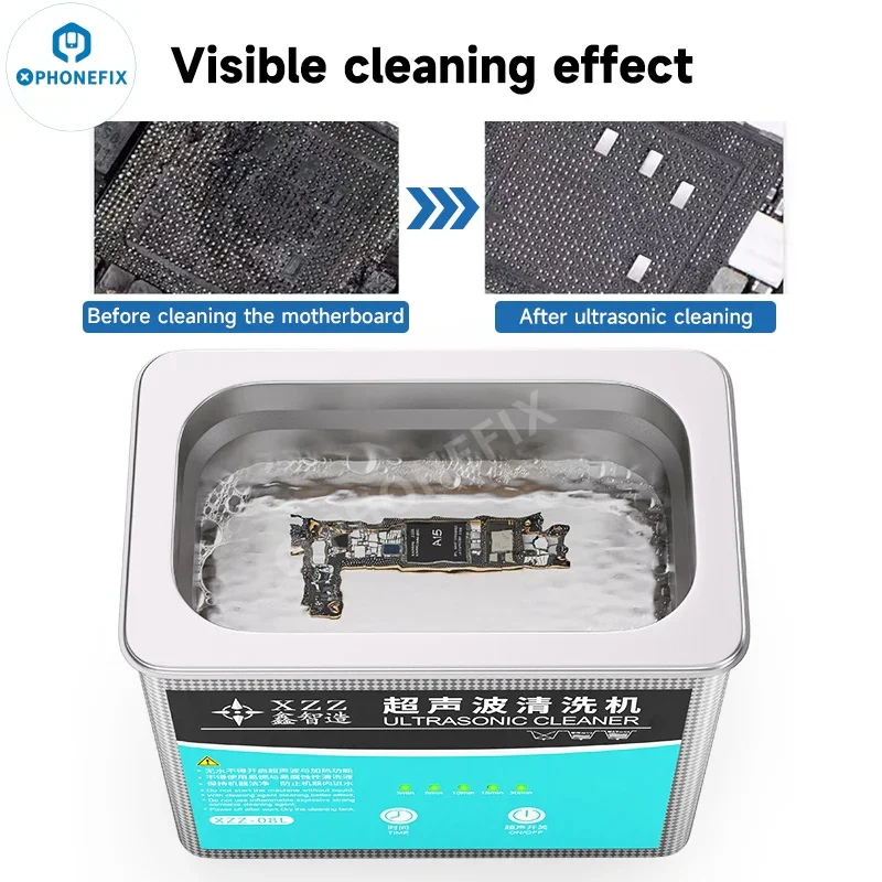 XZZ-08L Ultrasonic Cleaner Deep Cleaning Phone Camera PCB CPU Glasses - Image 4