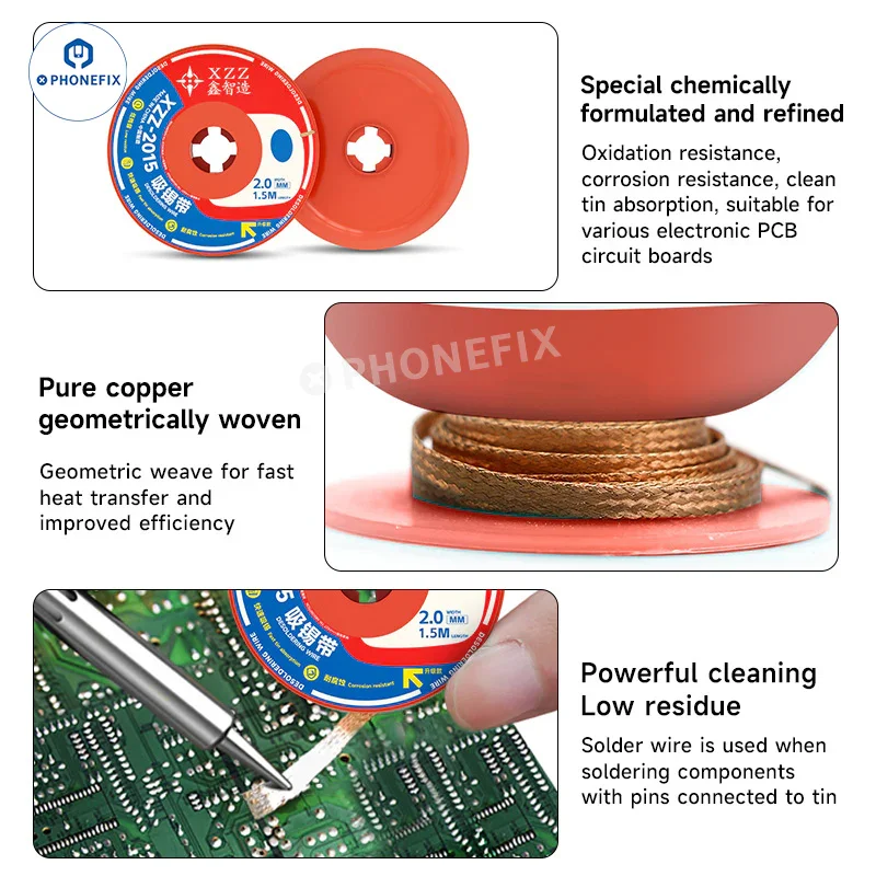 XZZ-2015 3015 Desoldering Wire Cleaning Pure Copper Braid Solder Wick - Image 3