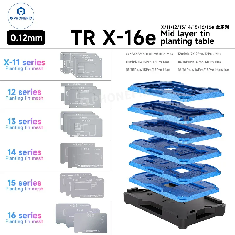 XZZ TR Middle Frame BGA Plant Tin Platform For iPhone X-17 Pro Max - Image 5
