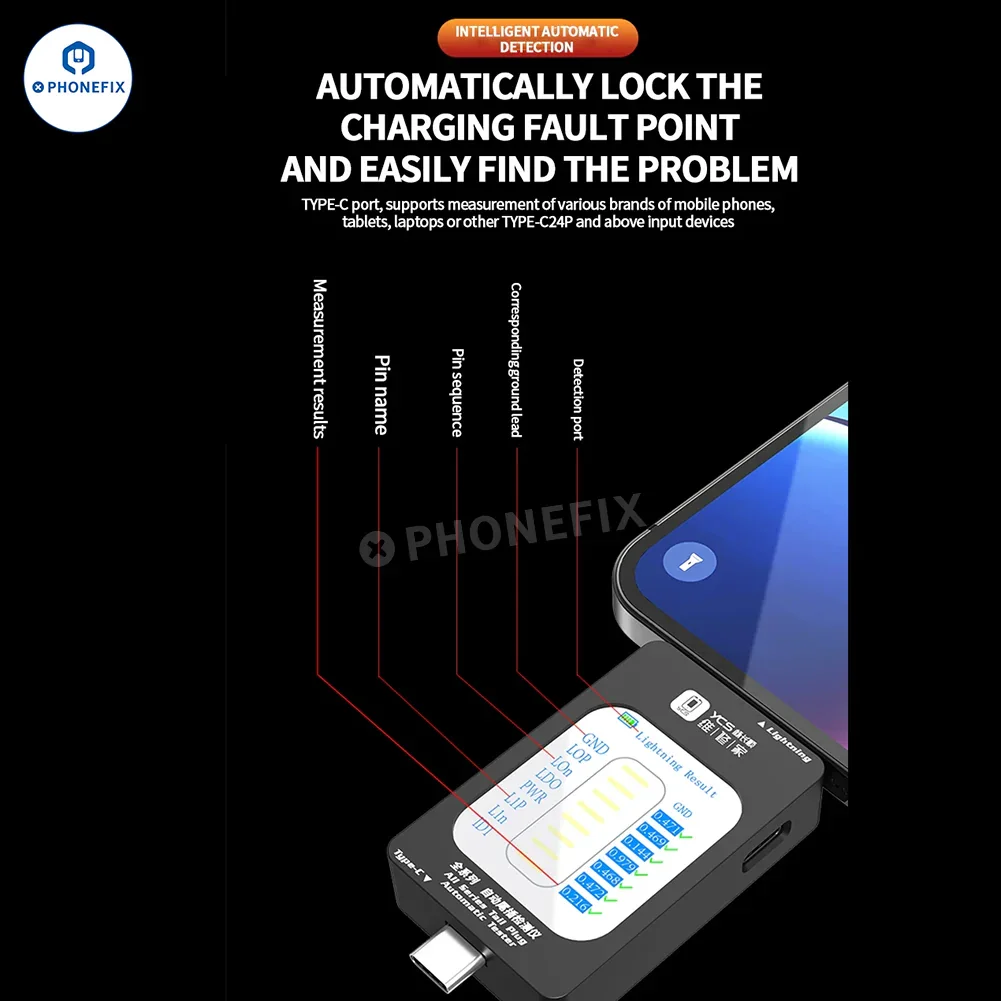 YCS 2ND Mobile Charging Tail Plug Port Tester Fault Power Meter - Image 3