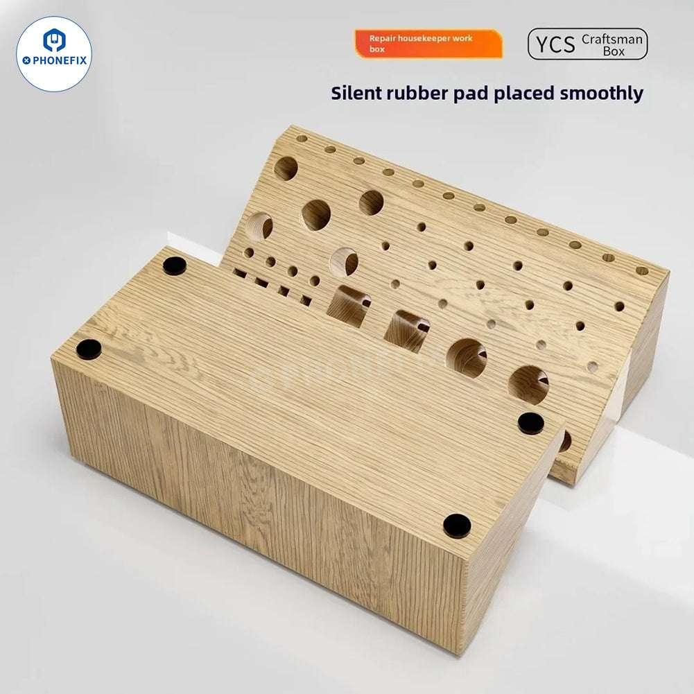 YCS 59-In-1 Wooden Storage Box Screwdriver Tweezers Tools Organizer - Image 4