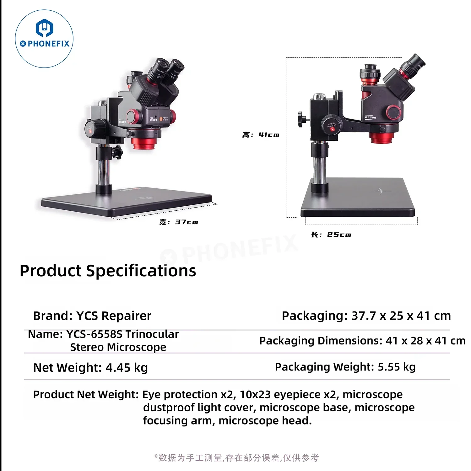 YCS 6558S 6558XS 6.5-58X Zoom HD Trinocular Microscope with 4K Camera - Image 13