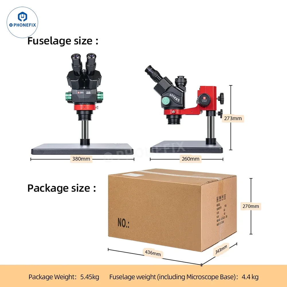 YCS 6558S 6558XS 6.5-58X Zoom HD Trinocular Microscope with 4K Camera - Image 16