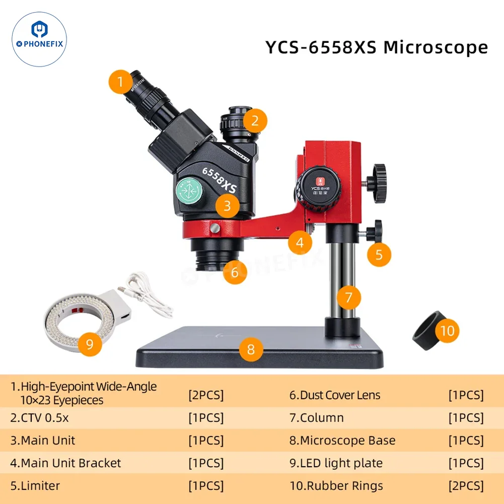 YCS 6558S 6558XS 6.5-58X Zoom HD Trinocular Microscope with 4K Camera - Image 3