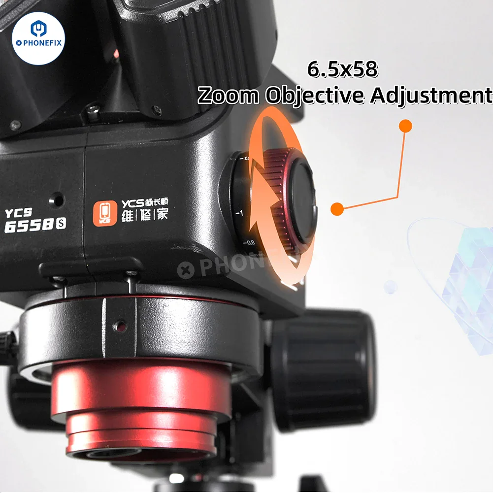 YCS 6558S 6558XS 6.5-58X Zoom HD Trinocular Microscope with 4K Camera - Image 7