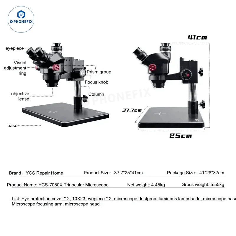 YCS 7050X Mobile Phone Repair Microscope 7X-50X Zoom - Image 9
