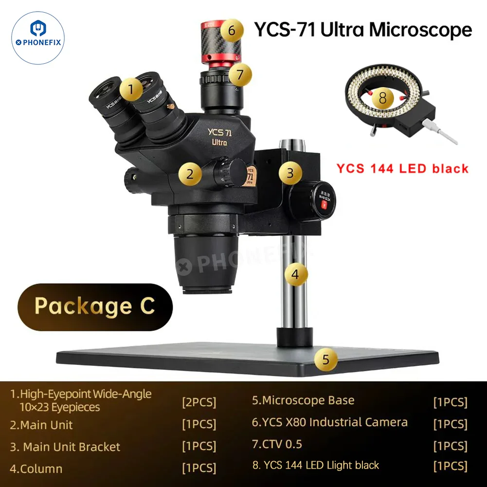 YCS 71 Ultra 6.7X-45X Trinocular Microscope for Phone Soldering Repair - Image 10