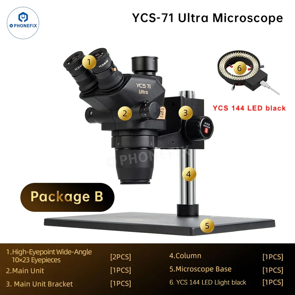 YCS 71 Ultra 6.7X-45X Trinocular Microscope for Phone Soldering Repair - Image 9