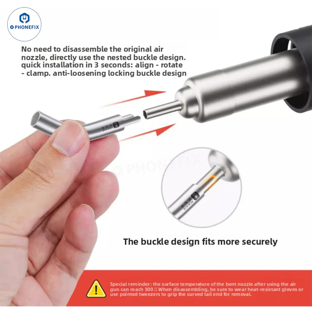 YCS Curved Air Gun Nozzles 5/6/8/10mm for Phone Repair - Image 2