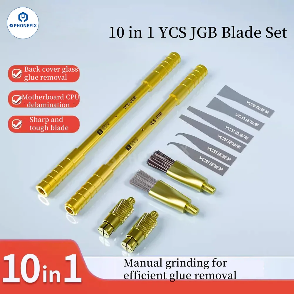 YCS JGB 10 in 1 Mobile PCB Chip Glue Removal Blade Brush Set - Image 3
