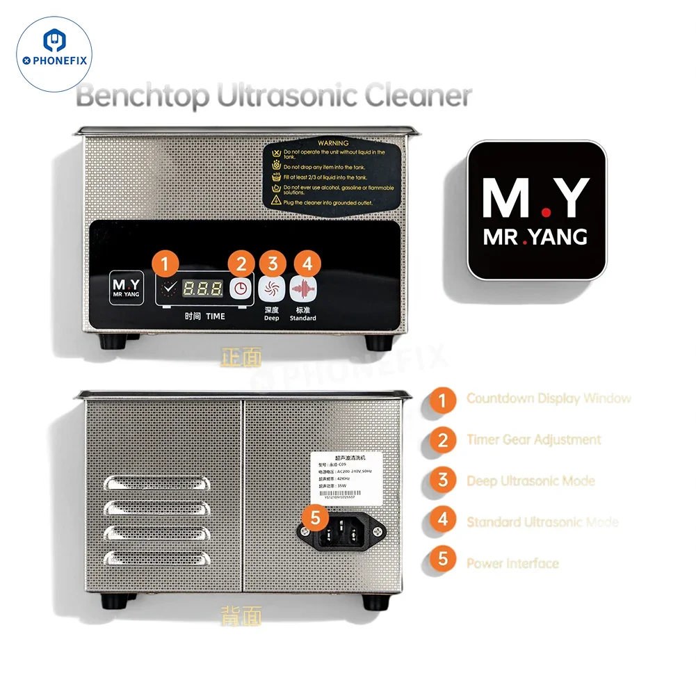 YCS M.Y C09 0.9L Ultrasonic Cleaner for Phone PCB Circuit Cleaning - Image 3