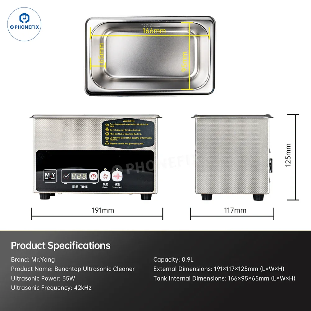 YCS M.Y C09 0.9L Ultrasonic Cleaner for Phone PCB Circuit Cleaning - Image 4
