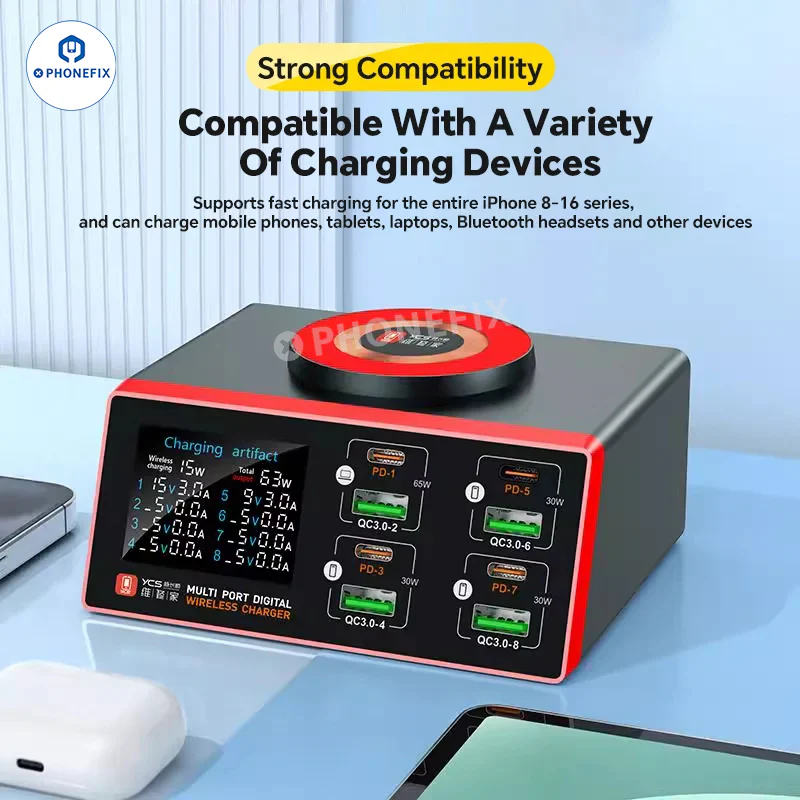 YCS M.Y Multi-Port Digital USB Charger PD QC Fast Charging Station - Image 7