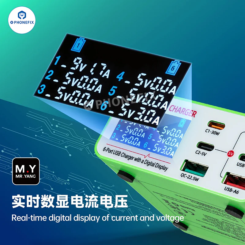 YCS M.Y Multi-Port Digital USB Charger PD QC Fast Charging Station - Image 9