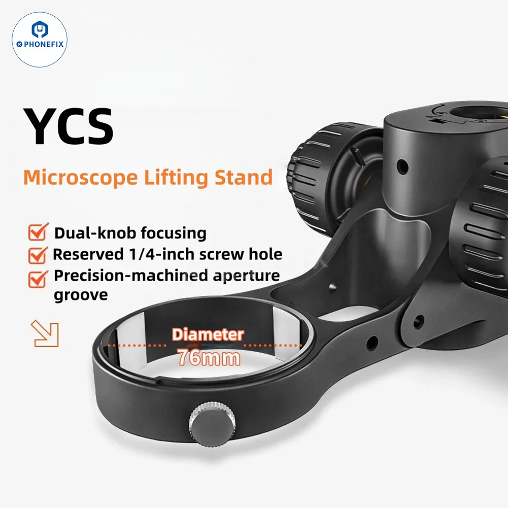 YCS Microscope Lifting Stand 76mm Holder Bracket 32mm Column - Image 2