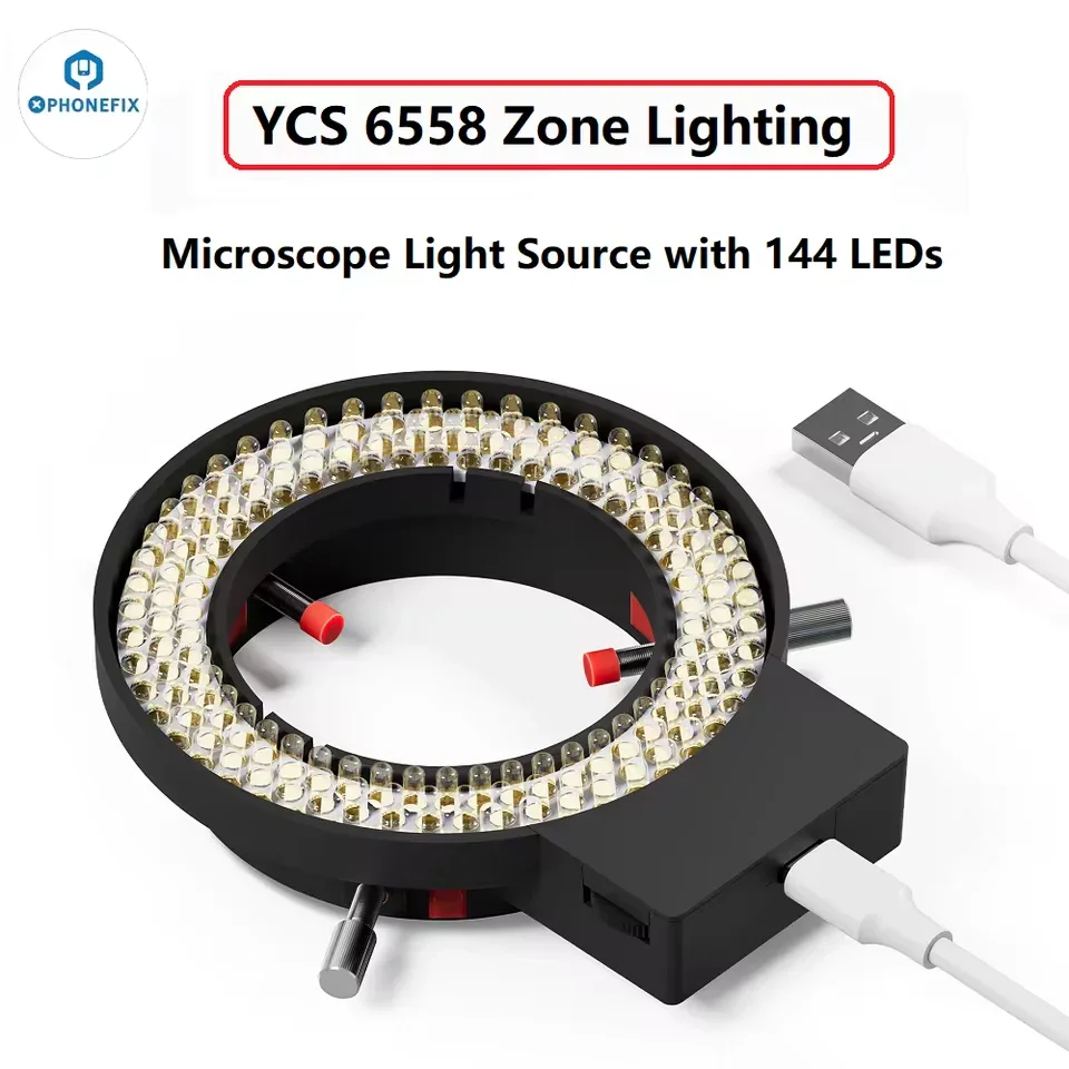 YCS Microscope Swing Arm Bracket 144 LED Ring Light Source - Image 3