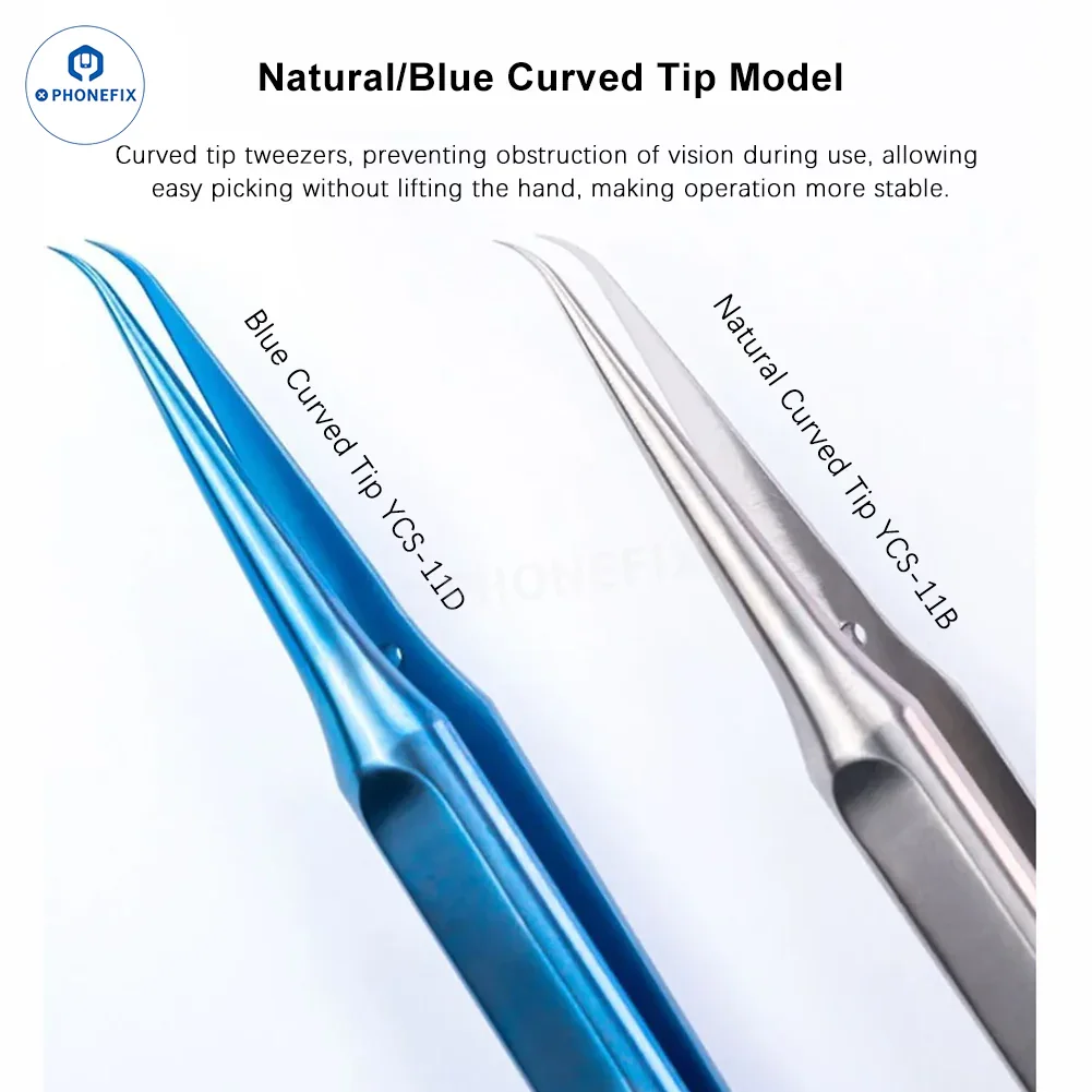 YCS Ultra-precision Titanium Straight Curved Tweezers - Image 2