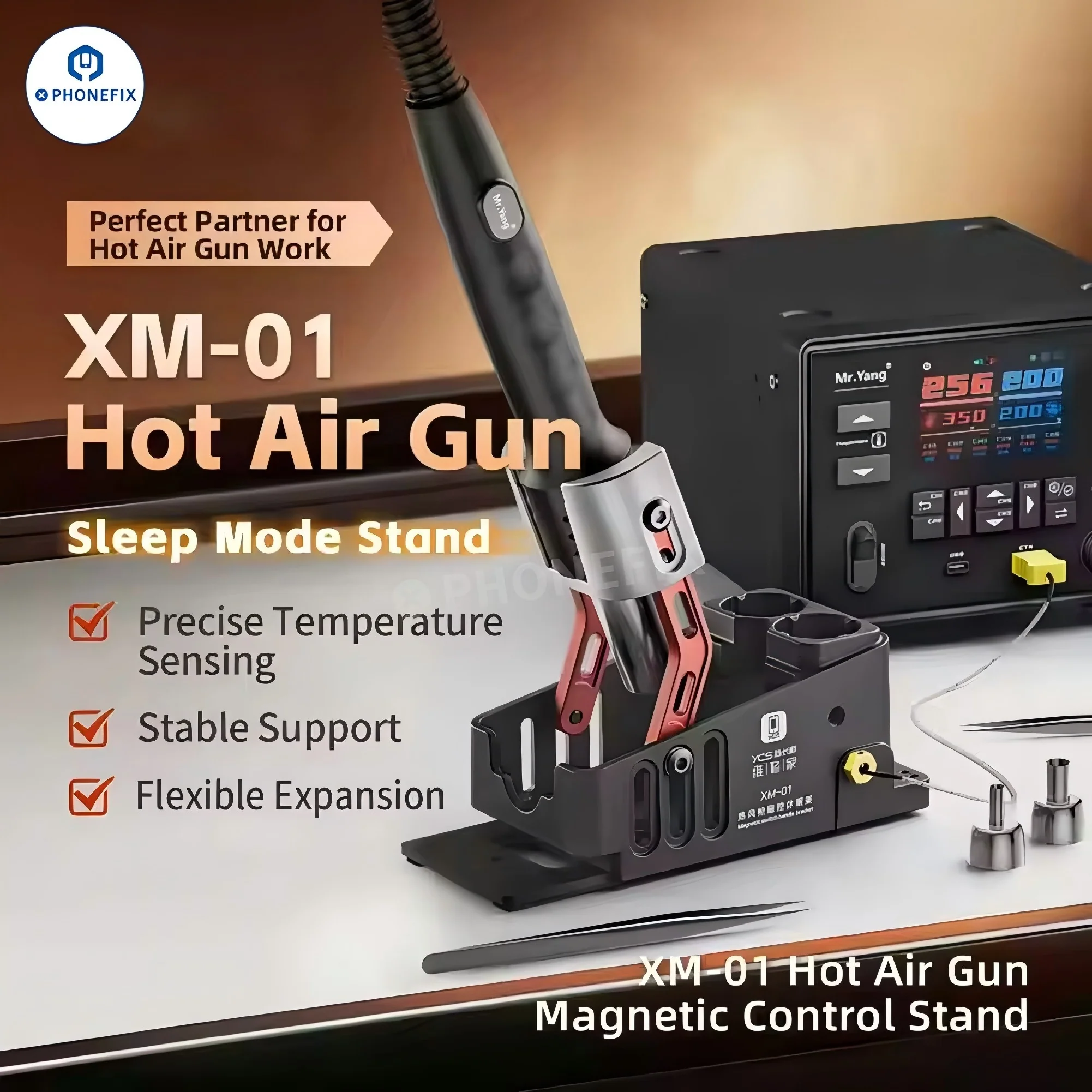 YCS XM-01 Hot Air Gun Stand Magnetic Sleep Bracket for PCB Repair - Image 2