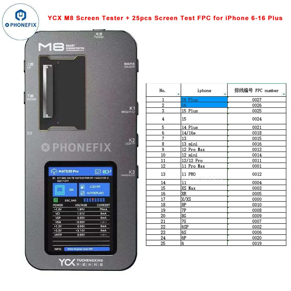 YCX M830 M8 Screen Tester for iPhone Samsung Huawei Android - Image 13