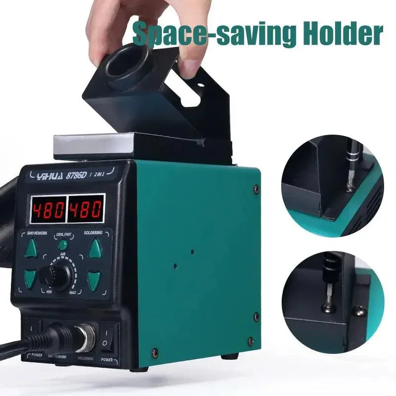 YIHUA 8786D BGA Rework Station Soldering Iron Hot Air Gun For Phone Repair - Image 6