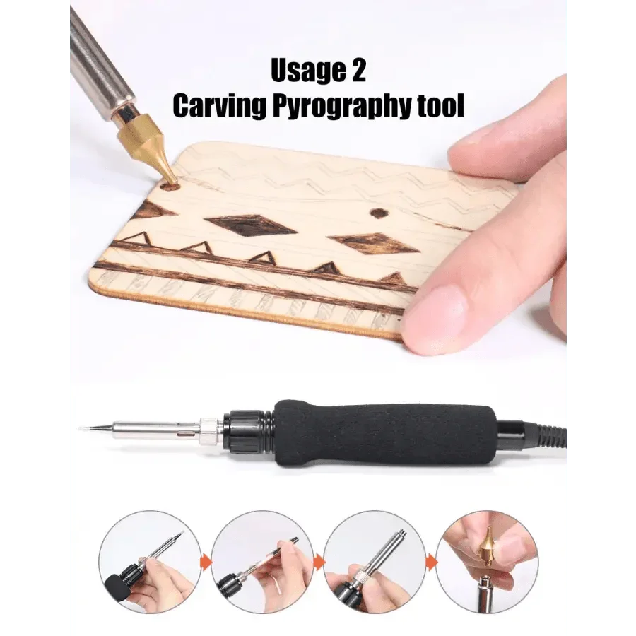 YIHUA 939D-II Soldering Station With Dual Carving Pyrography Pen Burning Tool - Image 7