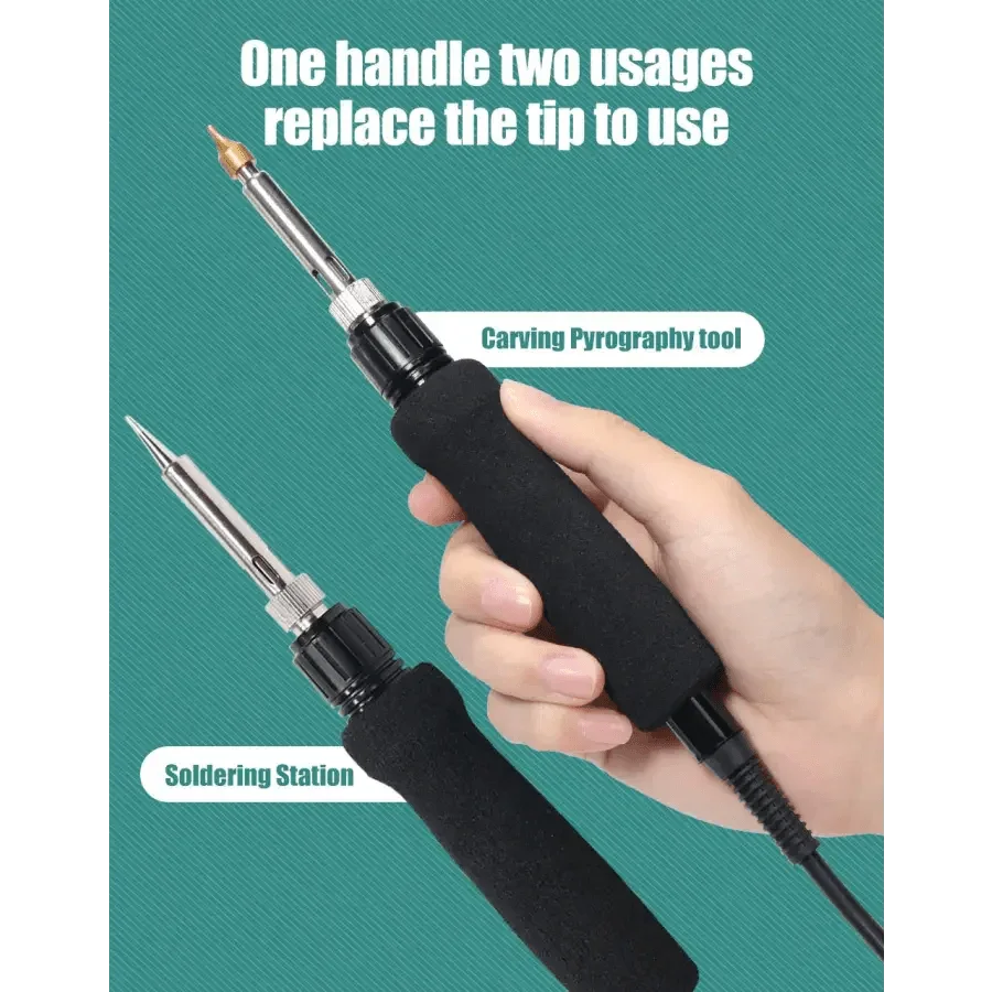 YIHUA 939D-II Soldering Station With Dual Carving Pyrography Pen Burning Tool - Image 9