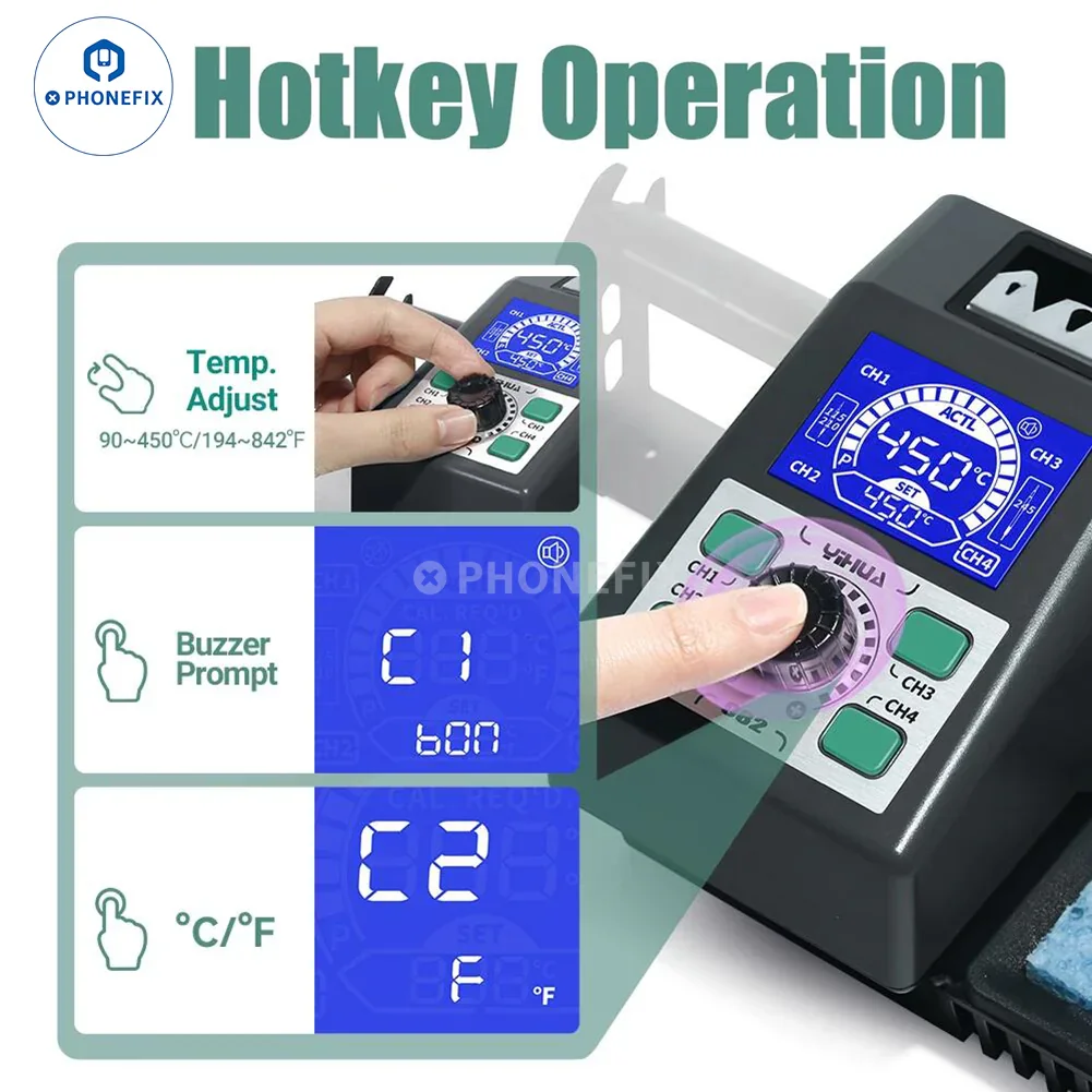 YIHUA 982 Intelligent Soldering Station C210 C245 Handle Welding Repair - Image 6