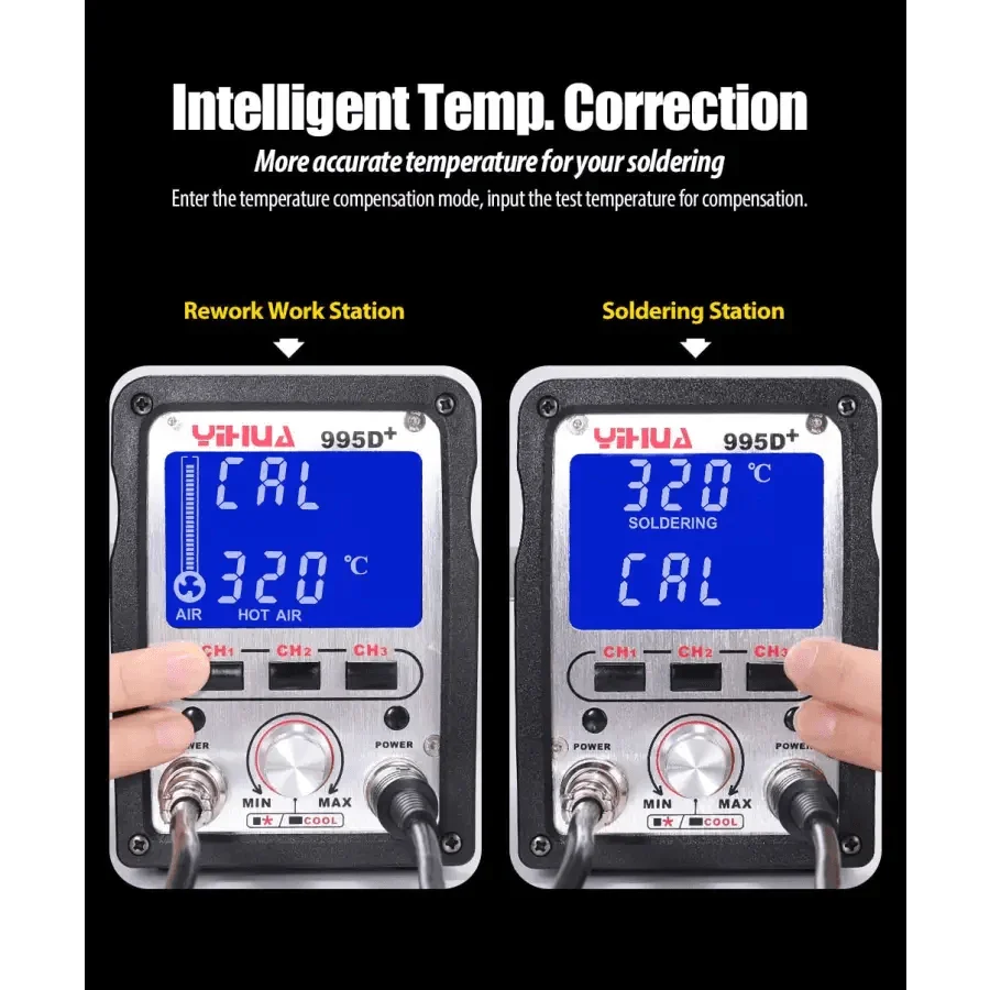 YIHUA 995D+SMD Soldering Station With Hot Air Gun For BGA Rework - Image 10