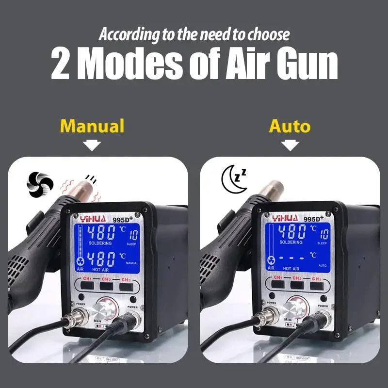 YIHUA 995D+SMD Soldering Station With Hot Air Gun For BGA Rework - Image 12