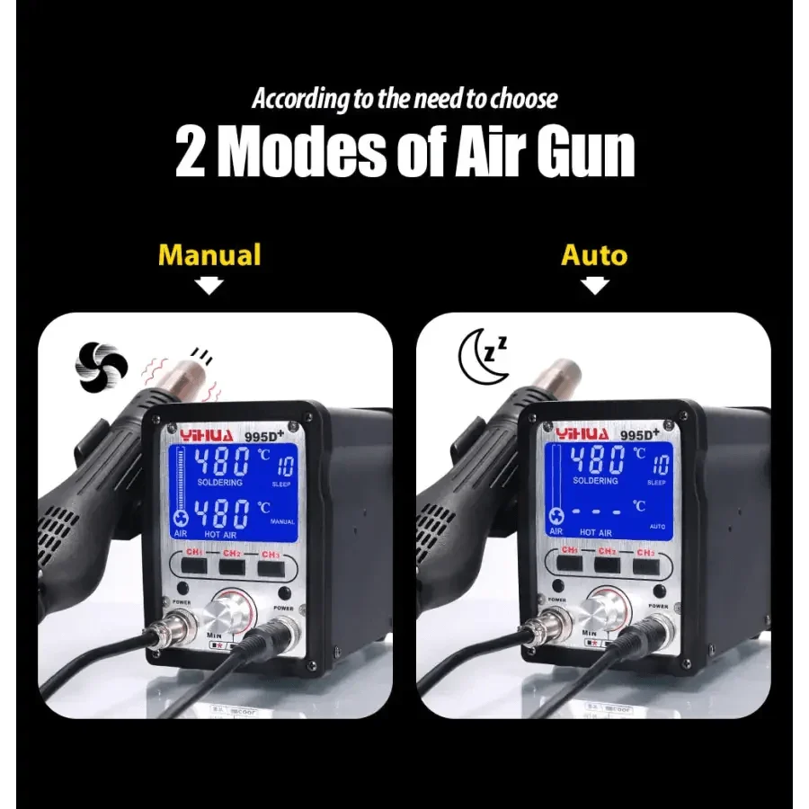 YIHUA 995D+SMD Soldering Station With Hot Air Gun For BGA Rework - Image 18