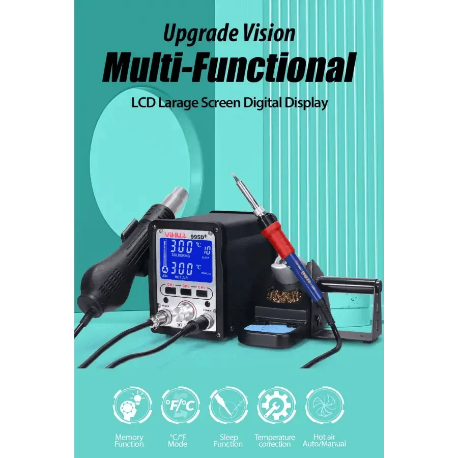 YIHUA 995D+SMD Soldering Station With Hot Air Gun For BGA Rework - Image 7