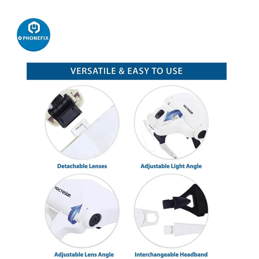 YOCTOSUN LED Lighted Head Magnifier For Electronic Soldering Reading - Image 8