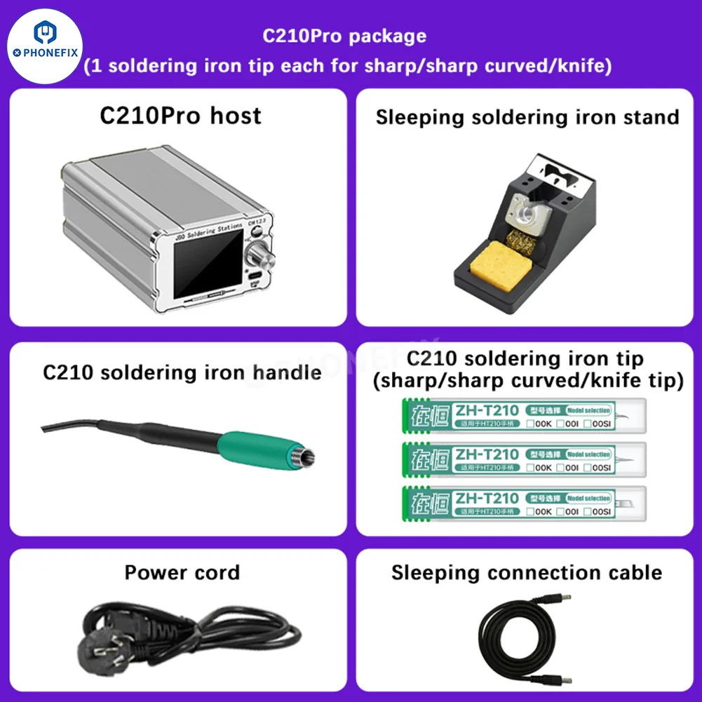 ZH-C210 Pro Precision Soldering Station With C210 Iron Tips - Image 9